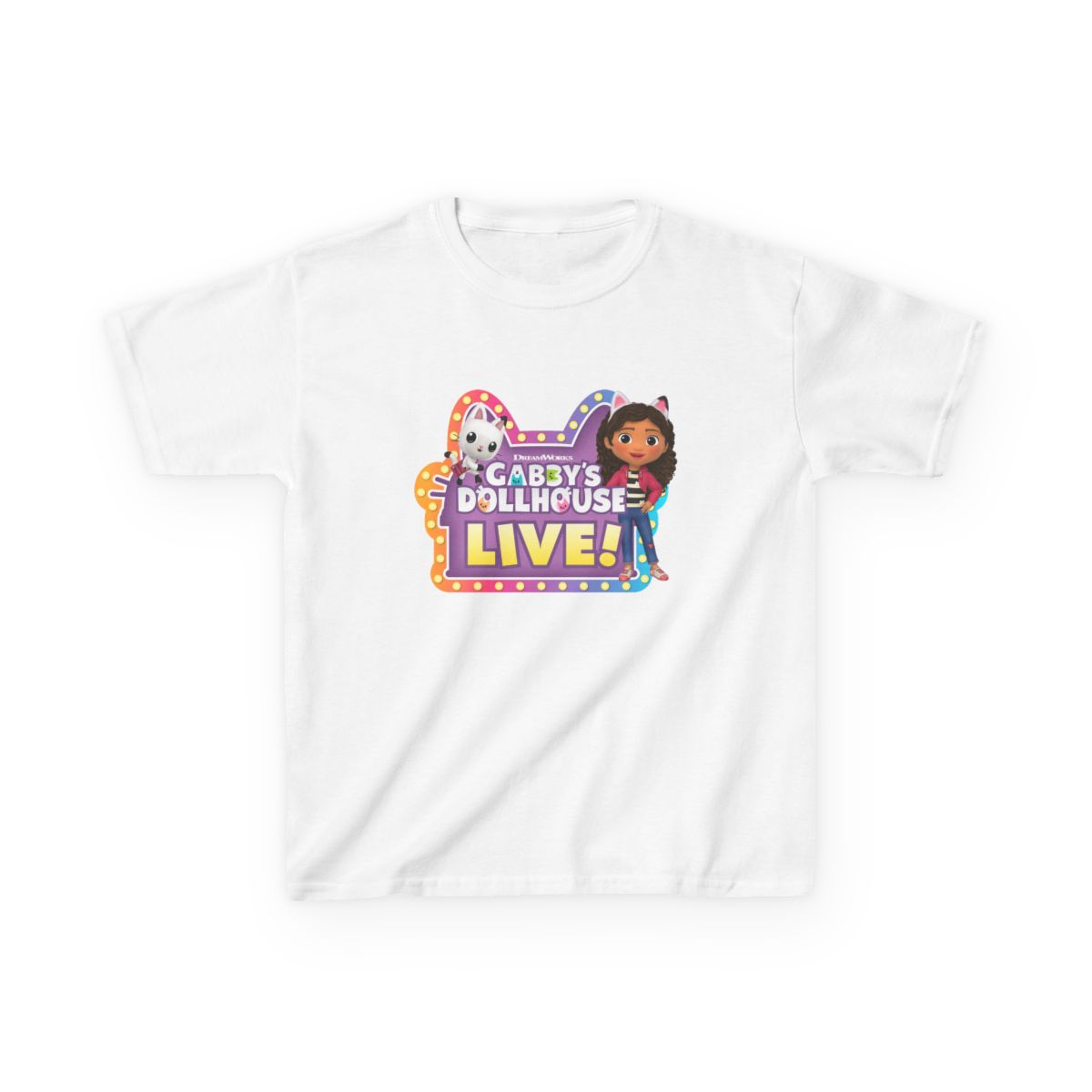 Gabby’s Dollhouse Live! Kids Tee | Cartoon Characters, Colorful Stage Logo | Gabby's Dollhouse