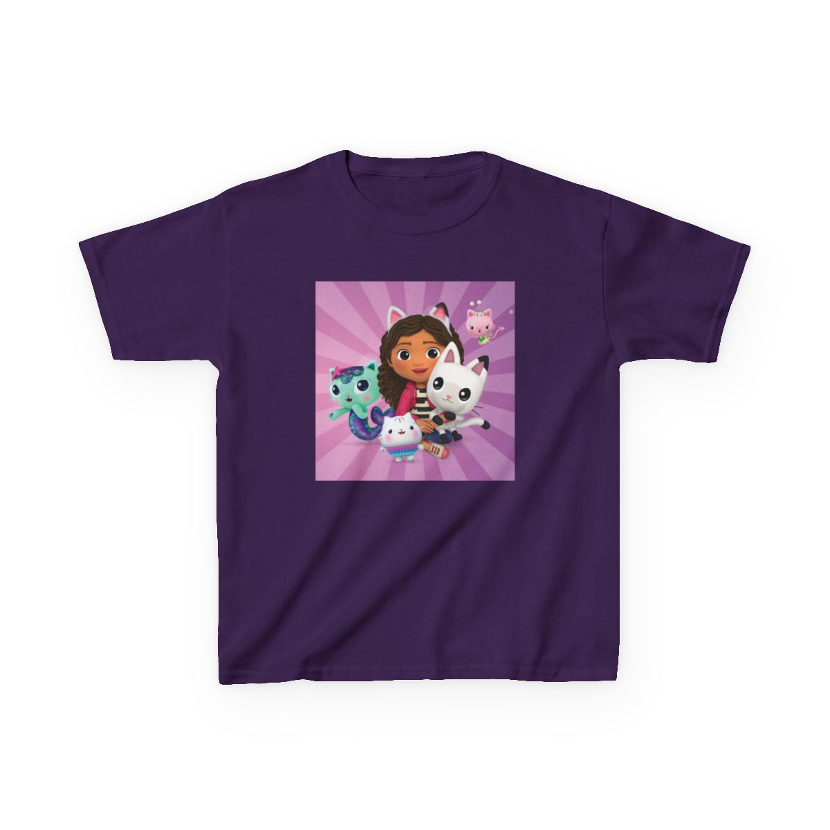 Girl with Cute Animal Friends Kids T-Shirt | Purple Cartoon Character Art | Gabby's Dollhouse - alternate angle 4, merchandise
