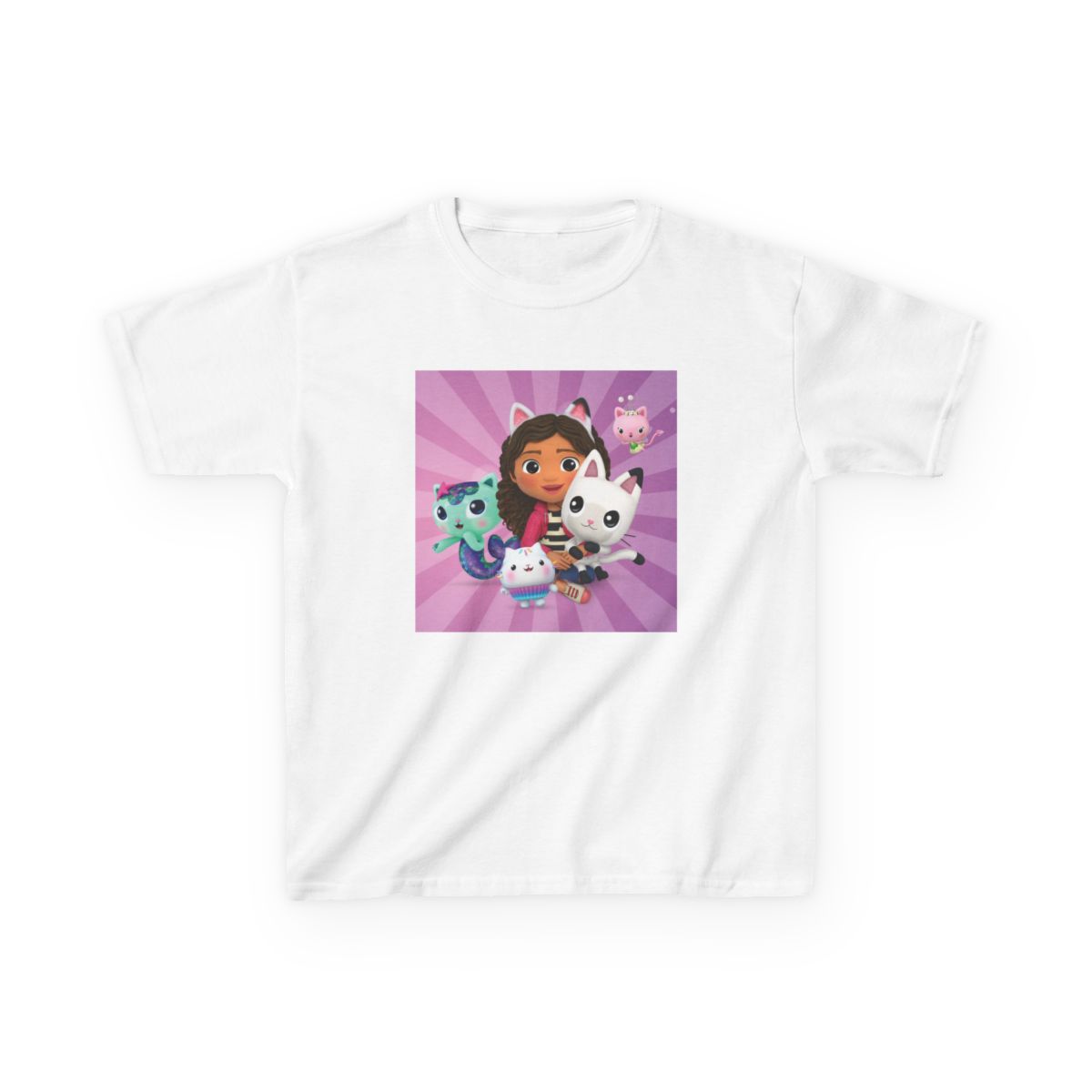Girl with Cute Animal Friends Kids T-Shirt | Purple Cartoon Character Art | Gabby's Dollhouse