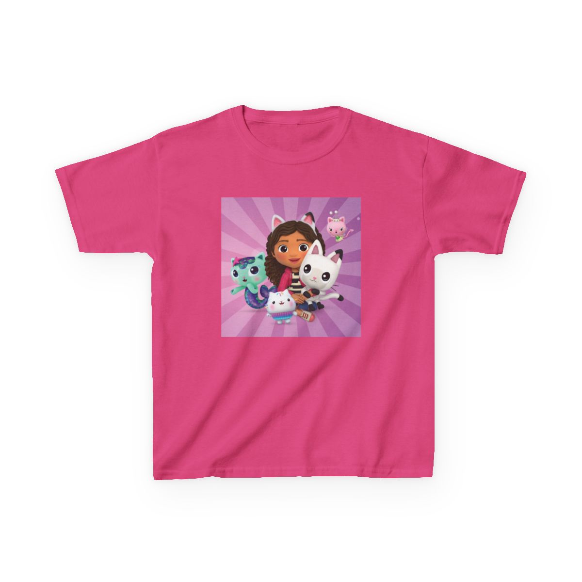 Girl with Cute Animal Friends Kids T-Shirt | Purple Cartoon Character Art | Gabby's Dollhouse - Official T-Shirts merchandise