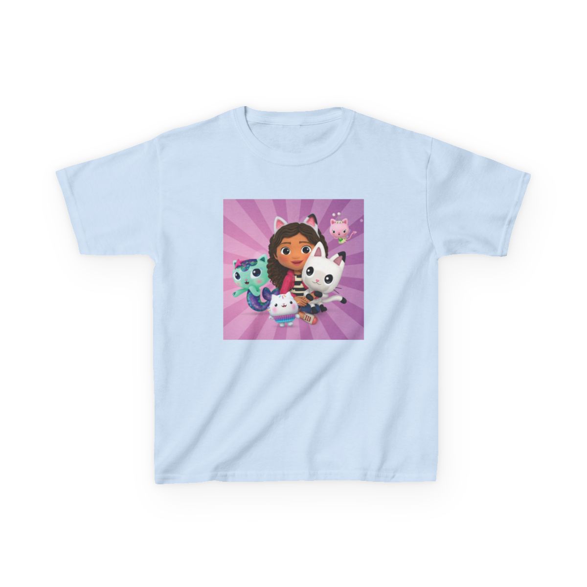 Girl with Cute Animal Friends Kids T-Shirt | Purple Cartoon Character Art | Gabby's Dollhouse - alternate angle 3, merchandise