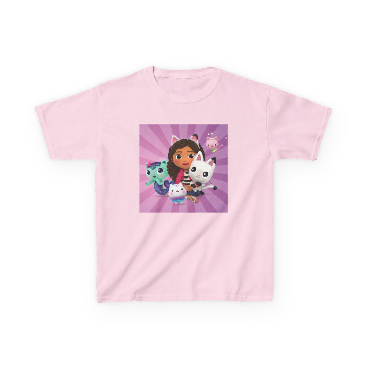 Girl with Cute Animal Friends Kids T-Shirt | Purple Cartoon Character Art | Gabby's Dollhouse - alternate angle 5, merchandise