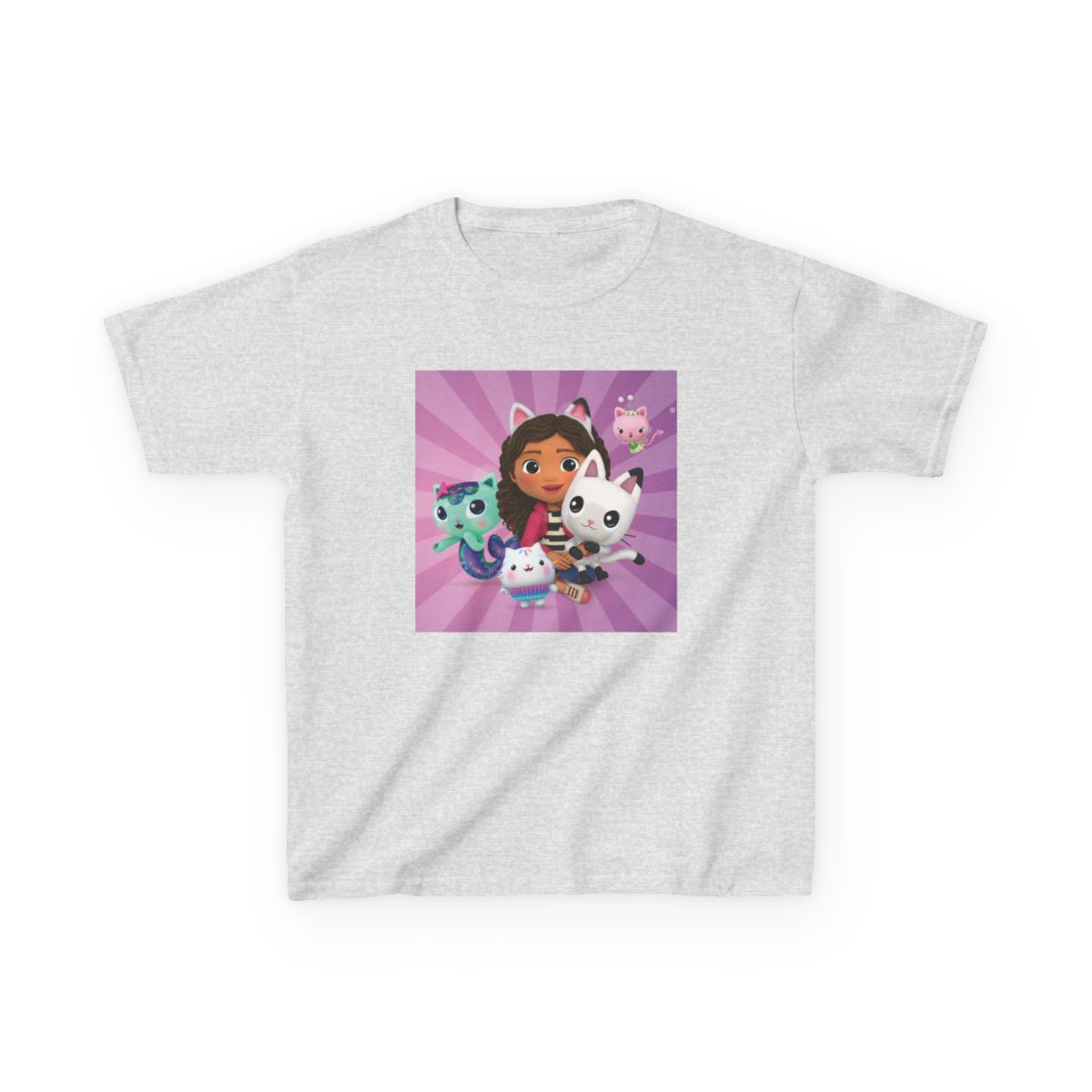 Girl with Cute Animal Friends Kids T-Shirt | Purple Cartoon Character Art | Gabby's Dollhouse - alternate angle 2, merchandise