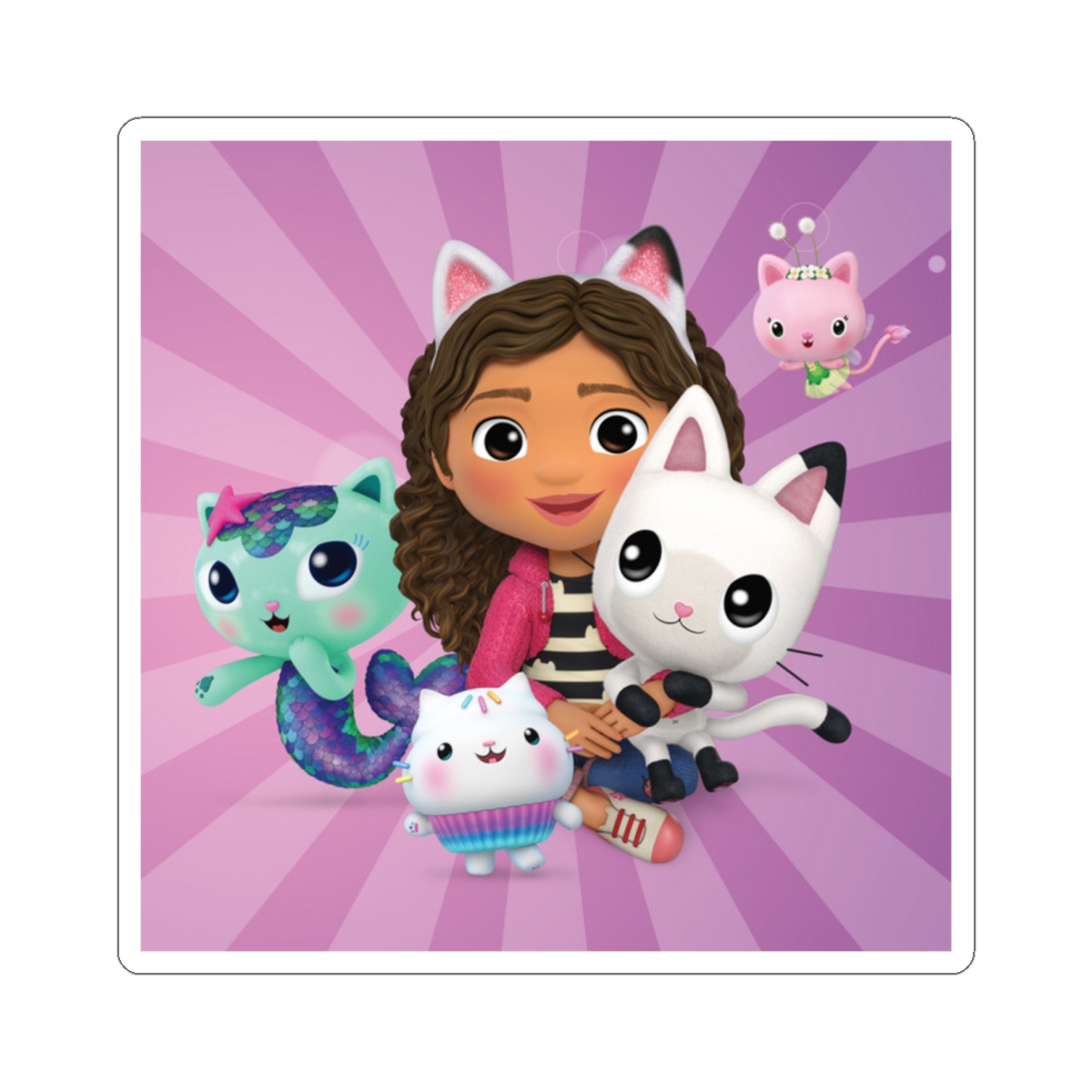 Girl with Cute Cat Friends sticker | Kiss-Cut Sticker | Gabby's Dollhouse - alternate angle 2, merchandise